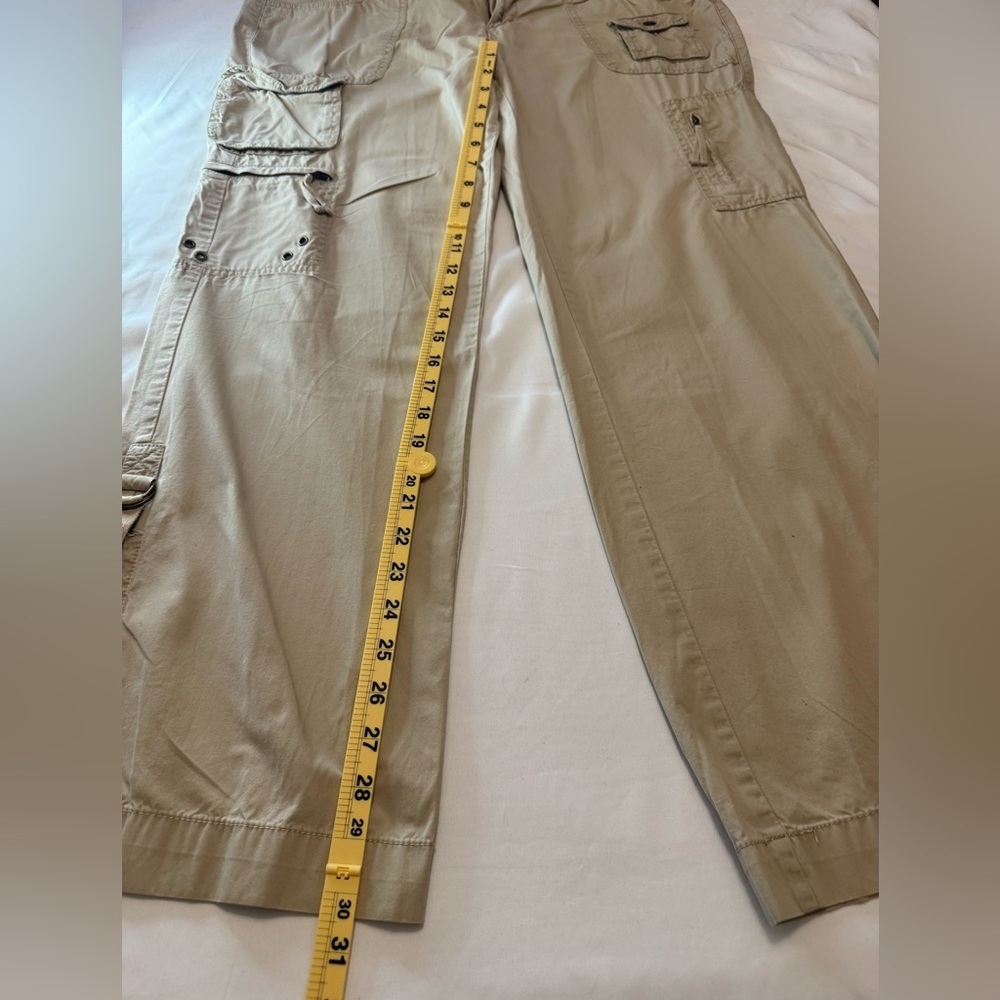 Faded Glory Beige Wide Leg Cargo Pants with Utility Pockets - Picture 4 of 8